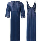 Afbeelding in Gallery-weergave laden, Womens 2 Pcs Satin Nightdress and Robe The Orange Tags
