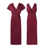 Load image into Gallery viewer, Deep Red / 8-14 Satin Nightie with Long Robe The Orange Tags
