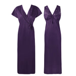 Load image into Gallery viewer, Dark Purple / 8-14 Satin Nightie with Long Robe The Orange Tags
