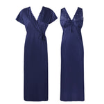 Load image into Gallery viewer, Navy / 8-14 Satin Nightie with Long Robe The Orange Tags
