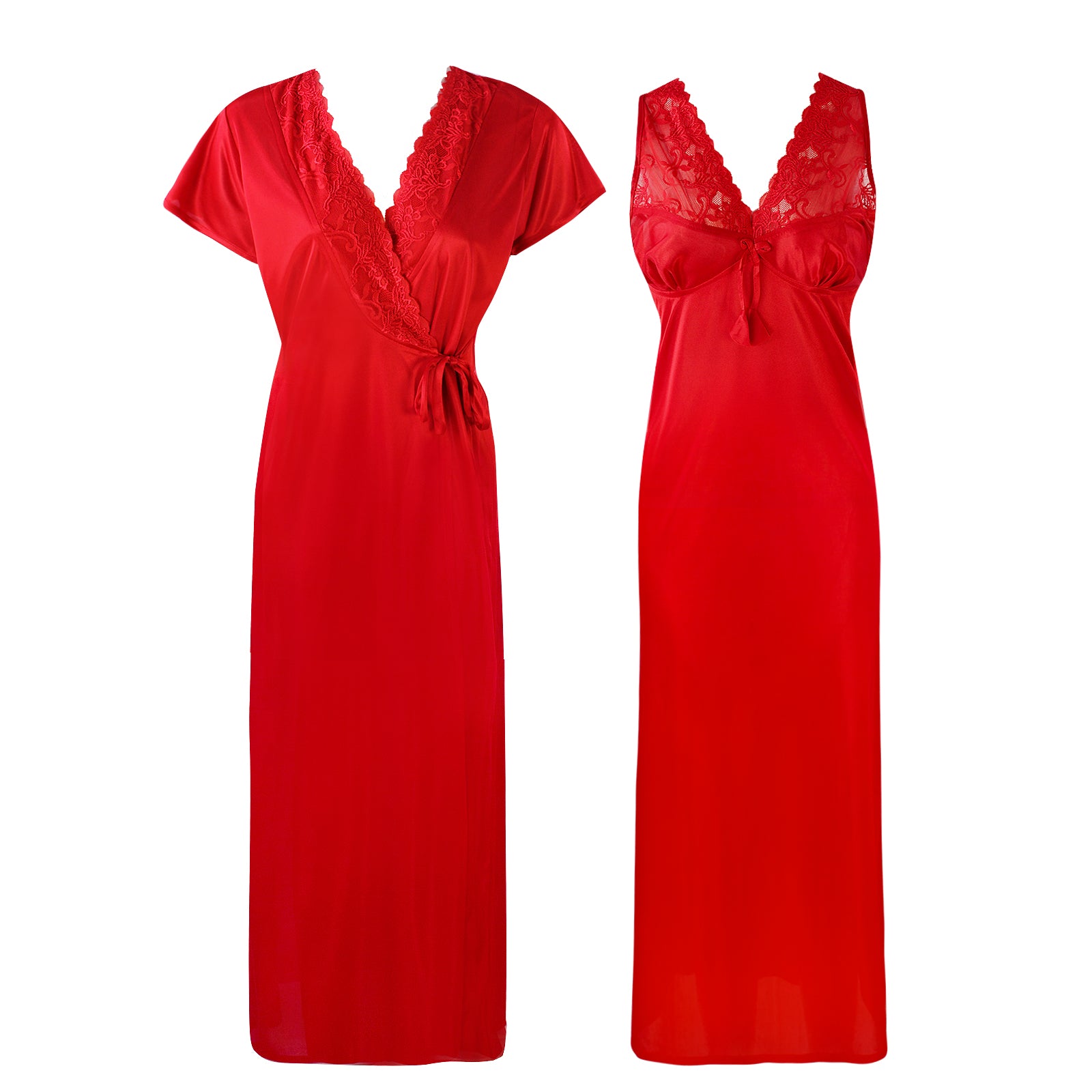 Red / 8-14 Satin Nightie with Long Robe The Orange Tags