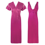Load image into Gallery viewer, Rose Pink / One Size 2 Pcs Satin Nighty with Robe The Orange Tags
