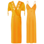 Afbeelding in Gallery-weergave laden, Gold / XXL Plus Size 2 Pcs Satin Nighty And Robe/ Bathrobe The Orange Tags
