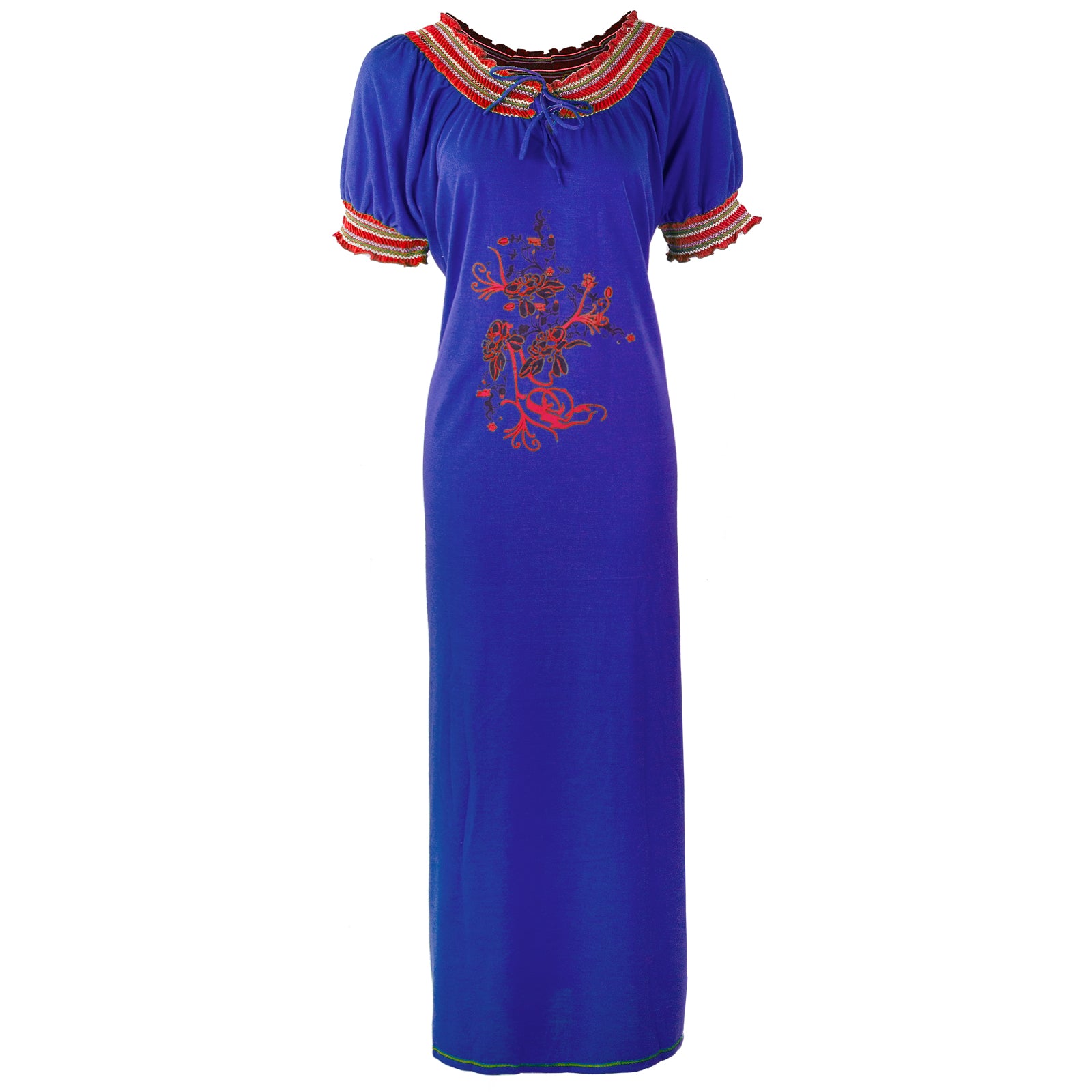 Royal Blue / 14-18 Plus Size Long Viscose Nightwear The Orange Tags