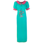 Load image into Gallery viewer, Teal / 14-18 Plus Size Long Viscose Nightwear The Orange Tags
