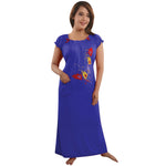 Load image into Gallery viewer, Royal Blue / One Size Cotton Rich Long Nighty Free Size The Orange Tags
