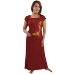 Load image into Gallery viewer, Deep Red / One Size Cotton Rich Long Nighty Free Size The Orange Tags
