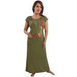 Load image into Gallery viewer, Green / One Size Cotton Rich Long Nighty Free Size The Orange Tags
