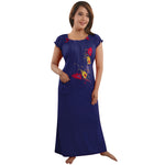 Load image into Gallery viewer, Navy / One Size Cotton Rich Long Nighty Free Size The Orange Tags

