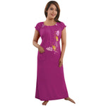 Charger l&#39;image dans la galerie, Wine / One Size Cotton Rich Long Nighty Free Size The Orange Tags
