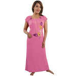 Load image into Gallery viewer, Baby Pink / One Size Cotton Rich Long Nighty Free Size The Orange Tags
