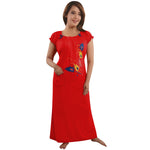 Charger l&#39;image dans la galerie, Red / One Size Cotton Rich Long Nighty Free Size The Orange Tags
