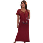 Load image into Gallery viewer, Deep Red / One Size 100% Jeresy Cotton Short Sleeve Nightdress The Orange Tags
