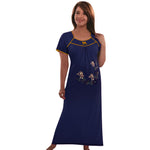 Load image into Gallery viewer, Navy / One Size 100% Jeresy Cotton Short Sleeve Nightdress The Orange Tags
