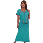 Charger l&#39;image dans la galerie, Teal / One Size 100% Jeresy Cotton Short Sleeve Nightdress The Orange Tags

