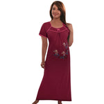 Load image into Gallery viewer, Wine / One Size 100% Jeresy Cotton Short Sleeve Nightdress The Orange Tags
