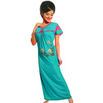 Load image into Gallery viewer, Teal / One Size Floral 100% Cotton Jersey Short Sleeve Nighty The Orange Tags
