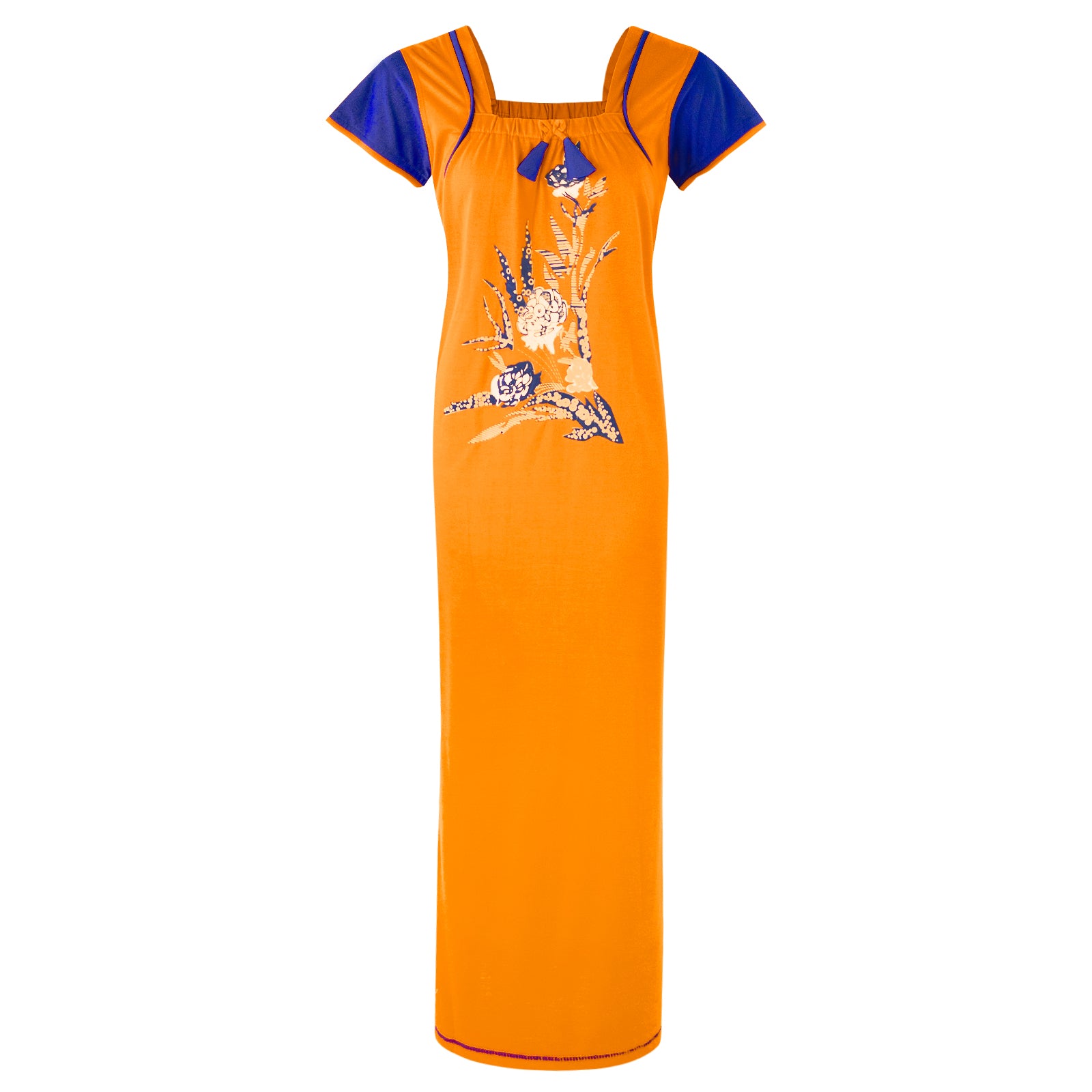 Mustard / XL Cotton Rich Long Plus Size Nightdress The Orange Tags