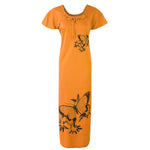 Charger l&#39;image dans la galerie, Mustard / One Size NEW LADIES LONG 100% COTTON NIGHTY WOMENS NIGHTDRESS KAFTAN LOUNGER NIGHTSHIRT The Orange Tags

