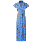 Load image into Gallery viewer, Blue / One Size Animal Print Cotton Robe / Wrap Gown The Orange Tags
