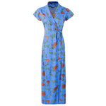 Afbeelding in Gallery-weergave laden, Blue / One Size Designer Luxury Cotton Jersey Printed Dressing Gown The Orange Tags
