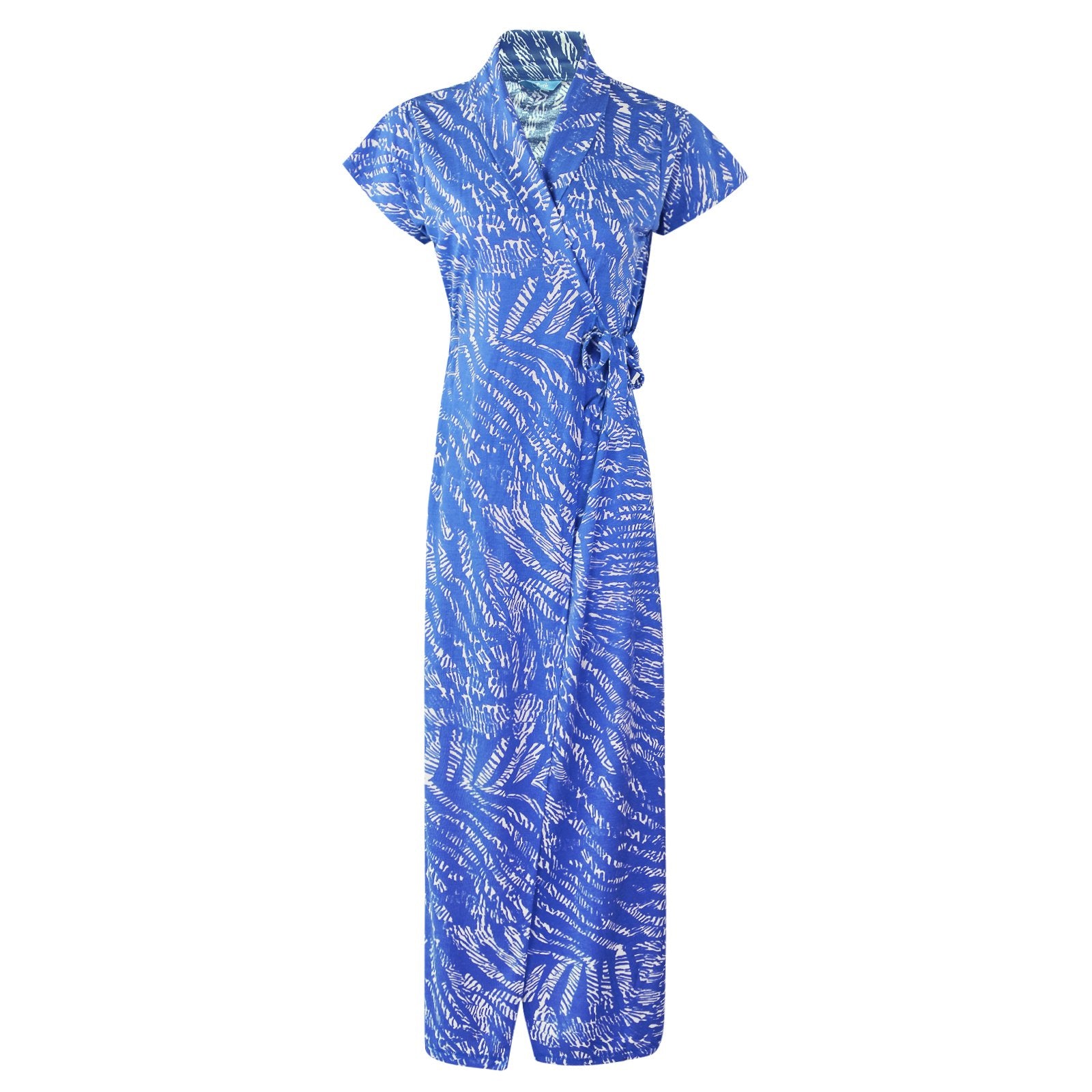 Blue 1 / One Size Animal Print Cotton Robe / Wrap Gown The Orange Tags
