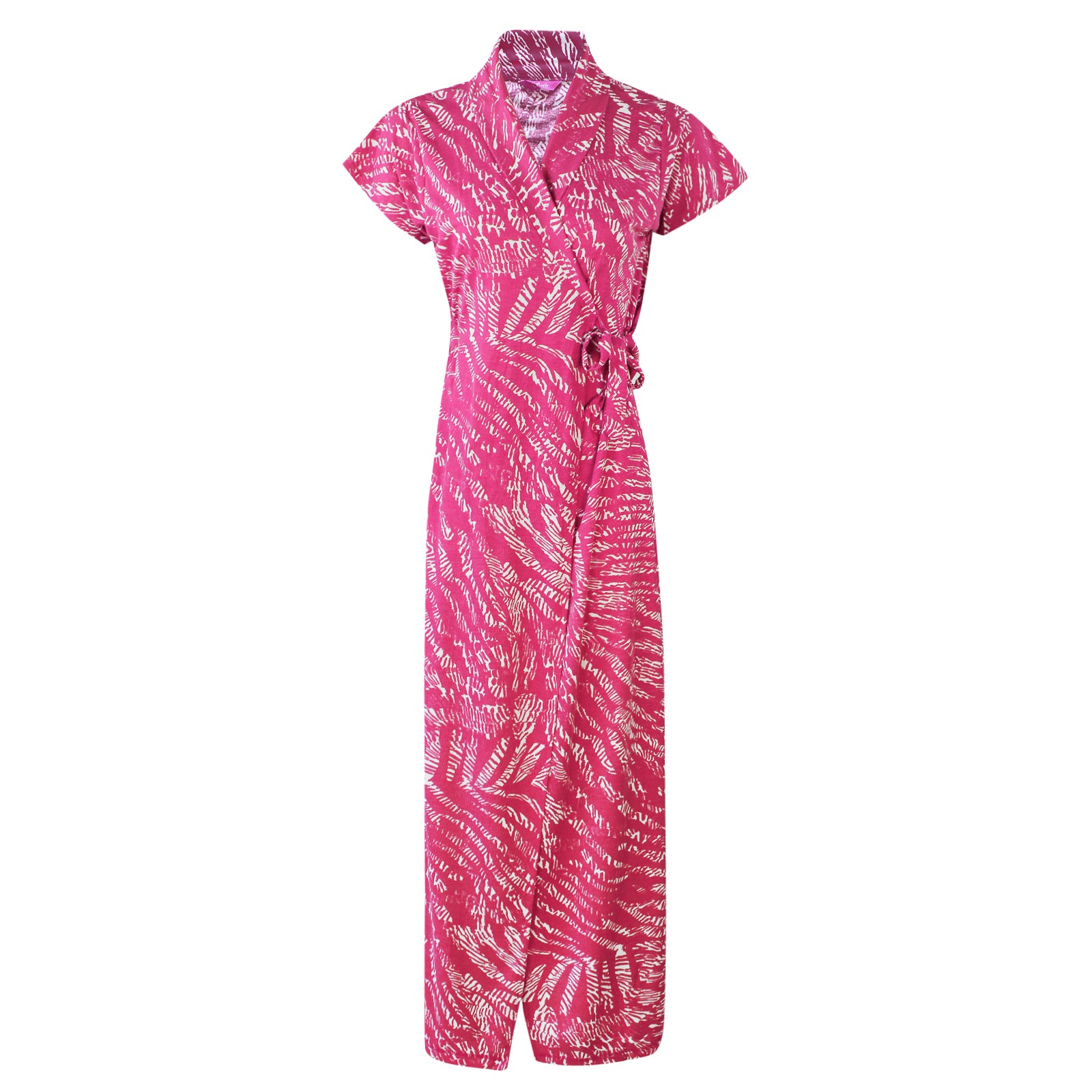 Pink / L (8-14) Designer Luxury Cotton Jersey Printed Dressing Gown/ Bath Robe The Orange Tags