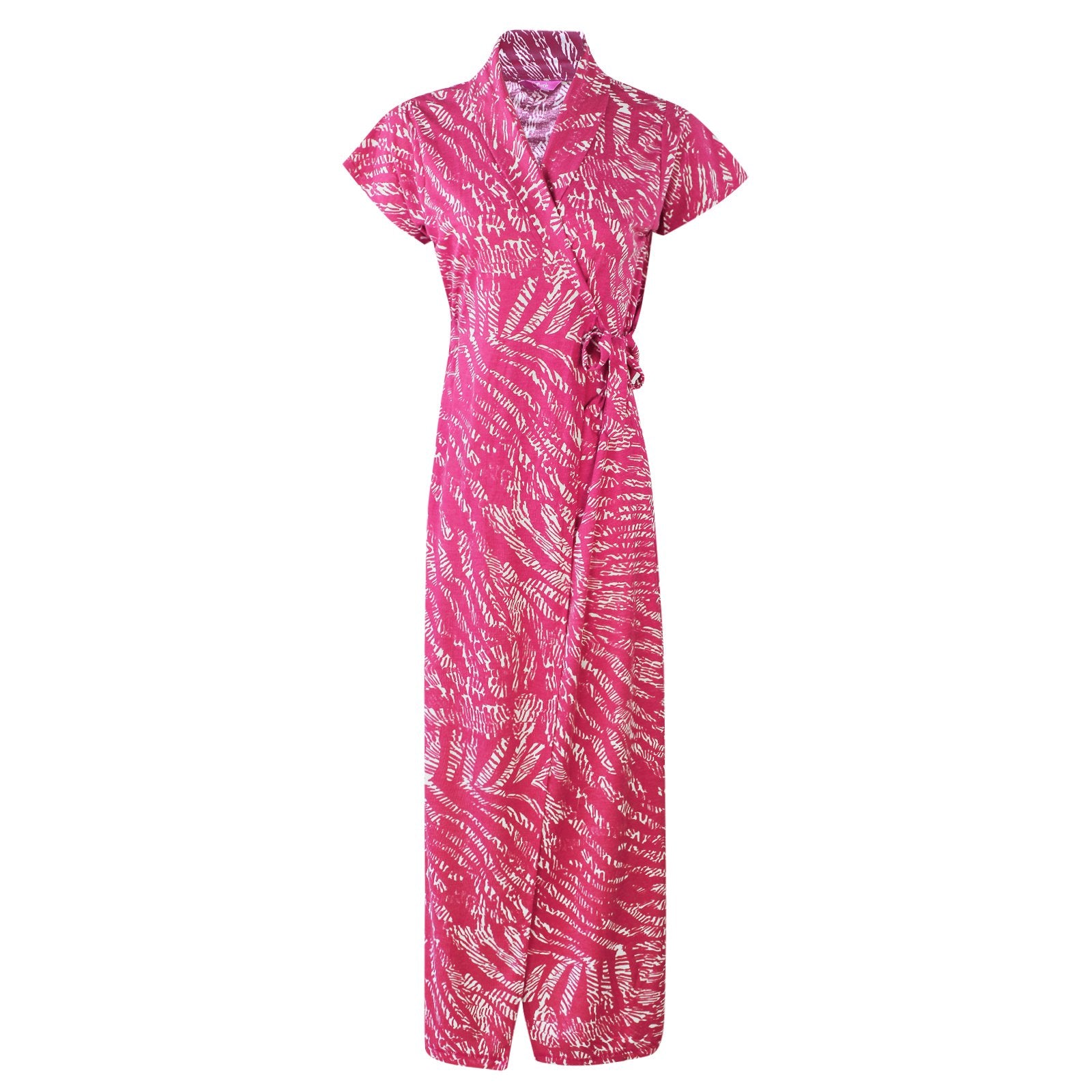 Rose Pink 1 / One Size Animal Print Cotton Robe / Wrap Gown The Orange Tags