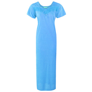 Light Blue / 12-16 Women Long Short Sleeve Nightdress T Shirt Nighty Nightshirt Nightie Chemise The Orange Tags