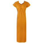 Load image into Gallery viewer, Mustard / 12-16 100% Cotton Sweetheart Neck Short Sleeve Nighty The Orange Tags
