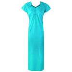 Load image into Gallery viewer, Teal / 12-16 100% Cotton Sweetheart Neck Short Sleeve Nighty The Orange Tags

