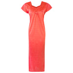 Charger l&#39;image dans la galerie, Coral / One Size Cotton-Rich Jersey Long Cotton Nightdress The Orange Tags

