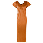 Afbeelding in Gallery-weergave laden, Mustard / One Size Cotton-Rich Jersey Long Cotton Nightdress The Orange Tags
