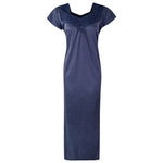 Charger l&#39;image dans la galerie, Navy / One Size Cotton-Rich Jersey Long Cotton Nightdress The Orange Tags
