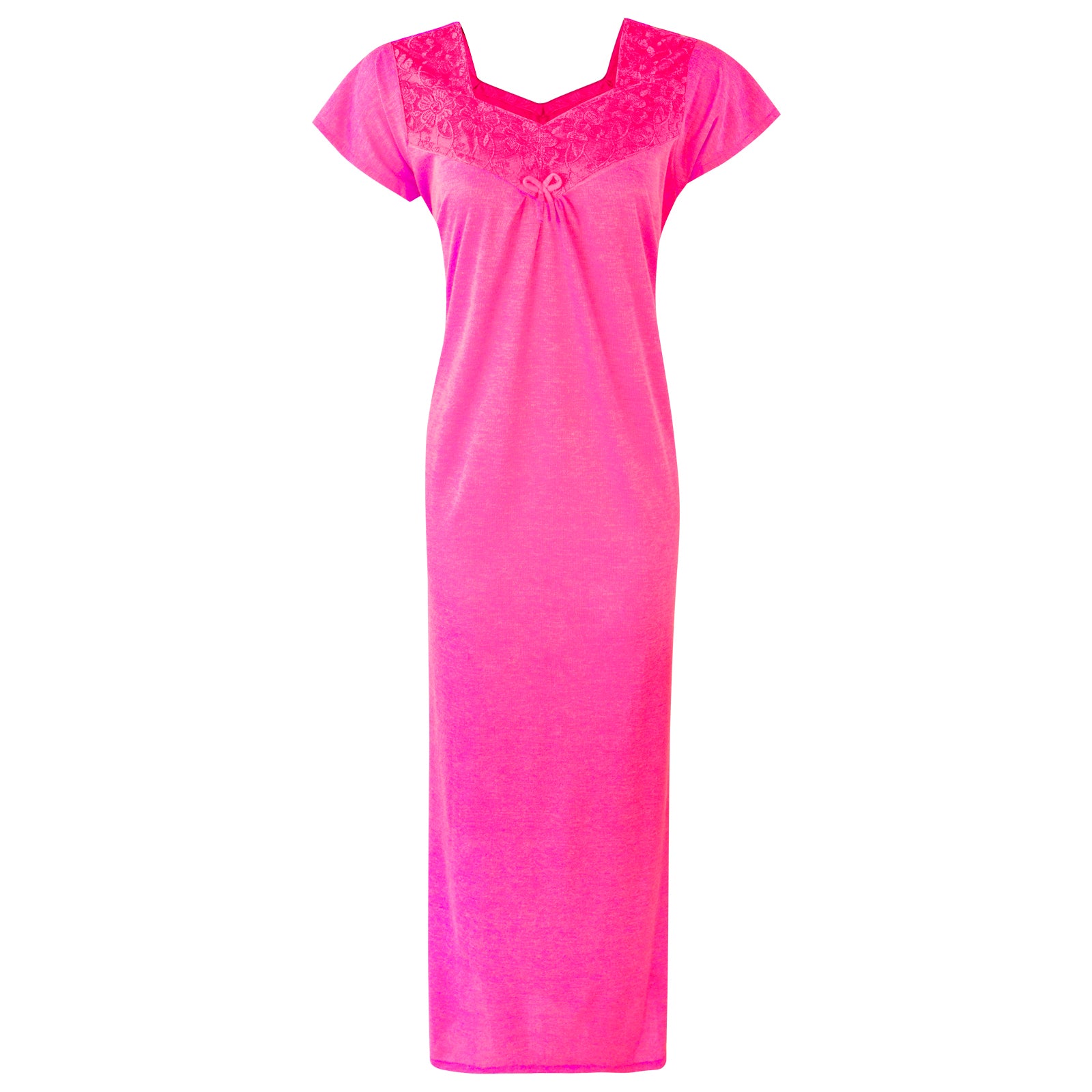 Pink / One Size Cotton-Rich Jersey Long Cotton Nightdress The Orange Tags