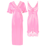Загрузить изображение в средство просмотра галереи, Baby Pink / One Size Lace Cami Nightdress &amp; Robe Pyjama Set The Orange Tags

