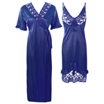 Load image into Gallery viewer, Navy / One Size Lace Cami Nightdress &amp; Robe Pyjama Set The Orange Tags
