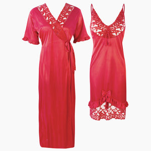 Lace Cami Nightdress & Robe Pyjama Set The Orange Tags