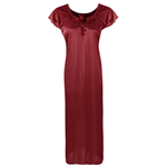 Charger l&#39;image dans la galerie, Deep Red / 12-16 NEW LADIES PLUS SIZE BLACK LONG NIGHTDRESS NIGHTIE LOUNGER PLUS SIZE The Orange Tags
