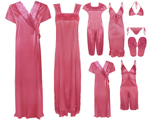 Pink / One Size: Regular (8-14) Bridal 11 Piece Nightwear Set The Orange Tags