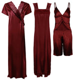 Charger l&#39;image dans la galerie, Deep Red / One Size Ladies Satin Nightwear Set / Pyjama Set The Orange Tags
