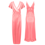 Afbeelding in Gallery-weergave laden, Baby Pink / One Size 2 Pcs Satin Strappy Nighty With Dressing Gown The Orange Tags
