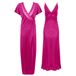 Afbeelding in Gallery-weergave laden, Pink / One Size 2 Pcs Satin Strappy Nighty With Dressing Gown The Orange Tags
