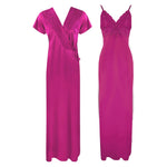 Load image into Gallery viewer, Rose / One Size Satin Strappy Solid Colour Nighty With Robe The Orange Tags
