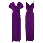 Load image into Gallery viewer, Wine / One Size Satin Strappy Solid Colour Nighty With Robe The Orange Tags
