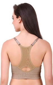 Cream / L Super High Impact Incredible Sexy Sport Wire Free Padded Work Out Sport Bra Wr50 The Orange Tags