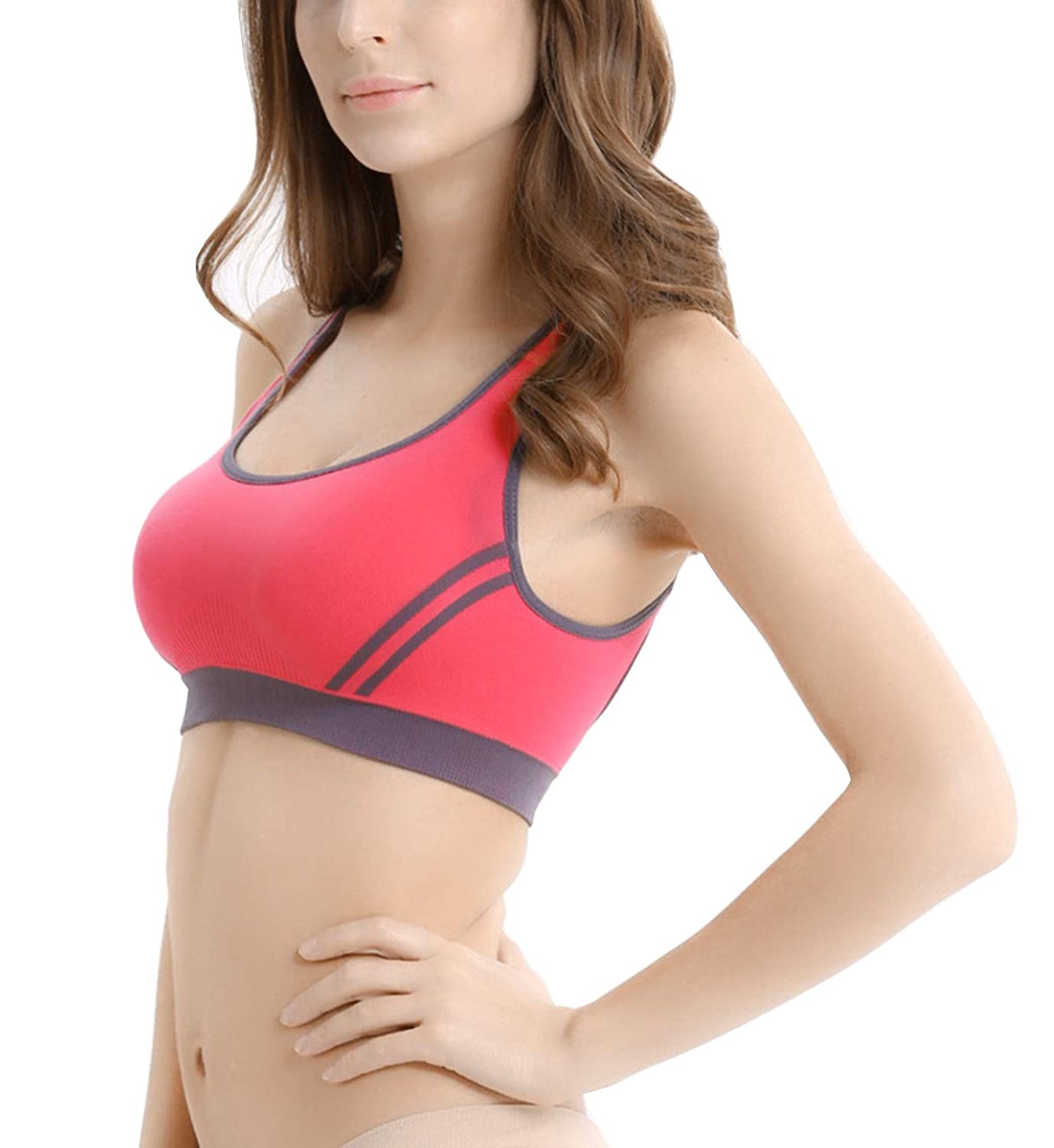 Coral / S Super High Impact Incredible Sexy Sport Wire Free Padded Work Out Sport Bra The Orange Tags