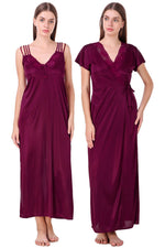 Load image into Gallery viewer, Wine / One Size Chloe Satin Gown Nightwear Set The Orange Tags
