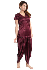 Load image into Gallery viewer, Dark Wine / One Size Aleena Satin Loungewear PJ Pyjama Set The Orange Tags

