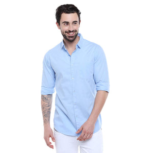Blue / S Men's Long Sleeve Dress Shirt Solid Slim Fit Casual Business Button Up Formal Shirts with Pocket The Orange Tags